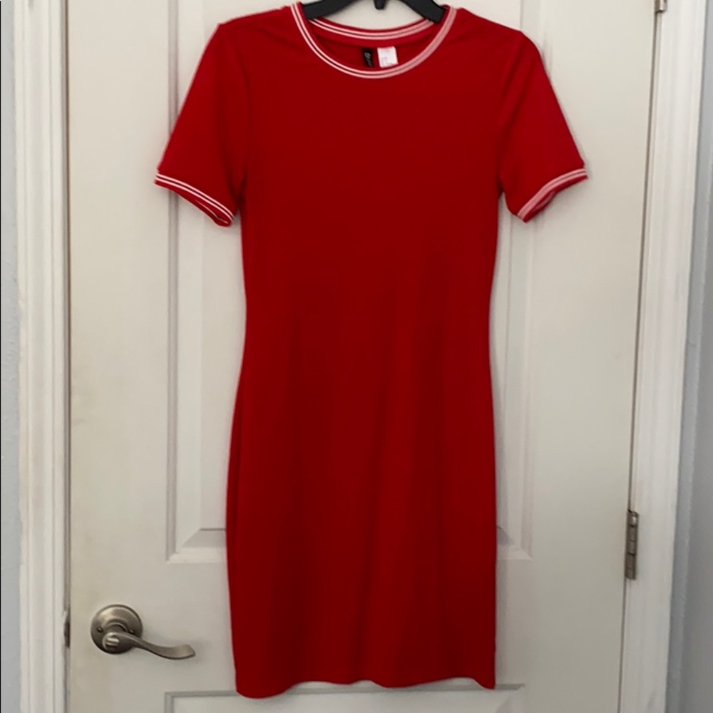 red “skater” dress